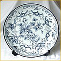 Round plate with blue patterns